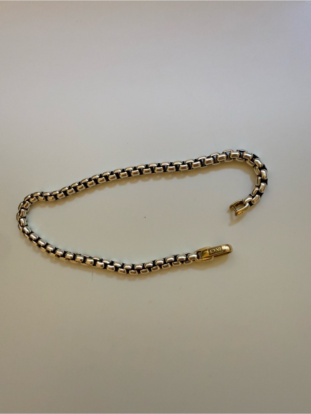 David Yurman Silver and Gold Box Link Bracelet